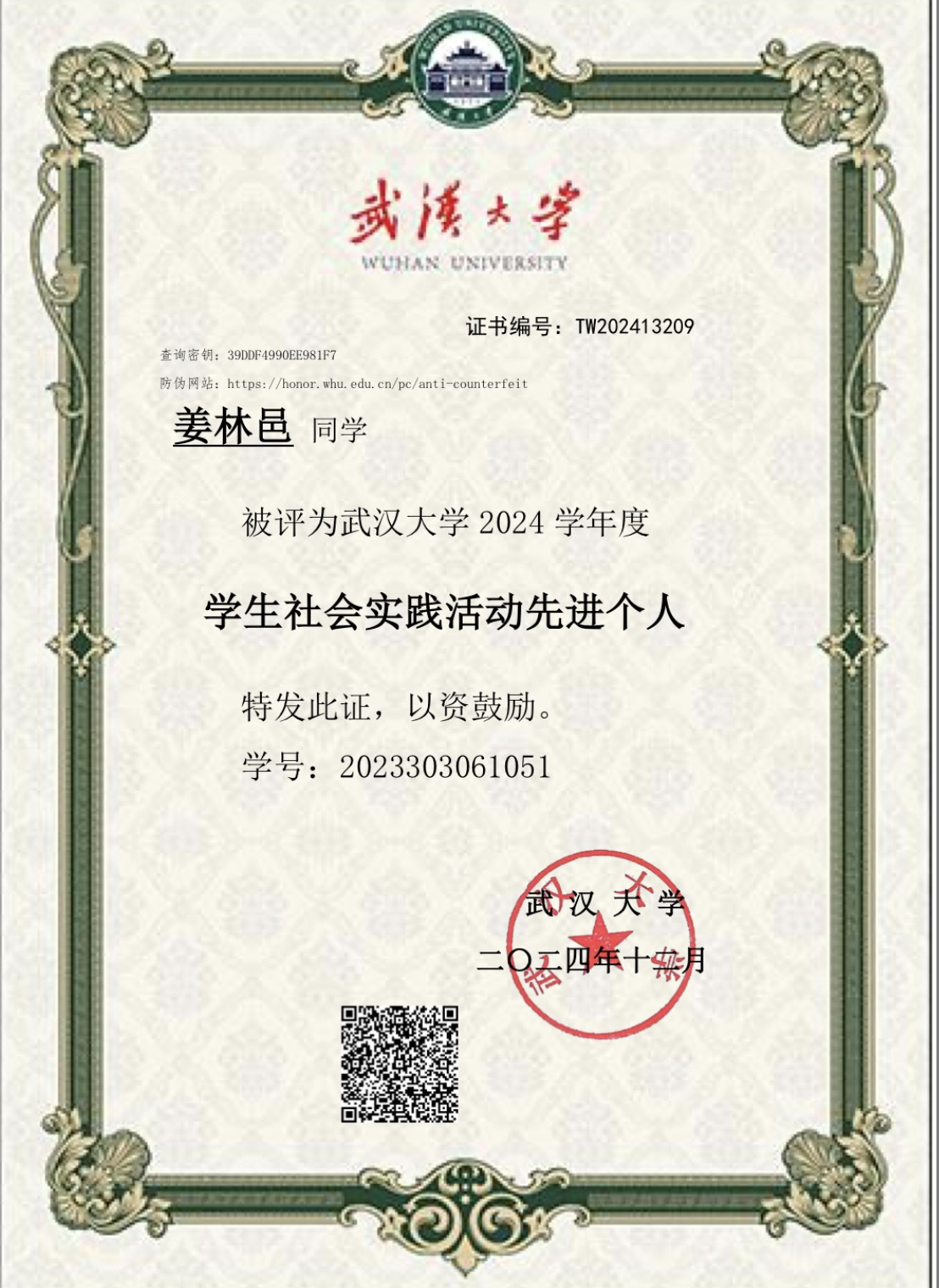 Certificate for Active Participant in Social Practice